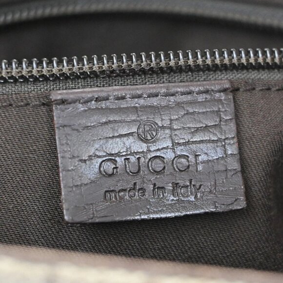 GUCCI Logo GG Pattern Hand Tote Bag PVC Leather Brown Made In Italy - Picture 12 of 16
